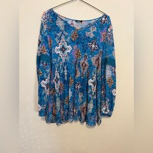 mark. Blue Pleated Bib Collar Blouse